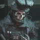 A Call of Duty solider in a skull mask stares at the camera.